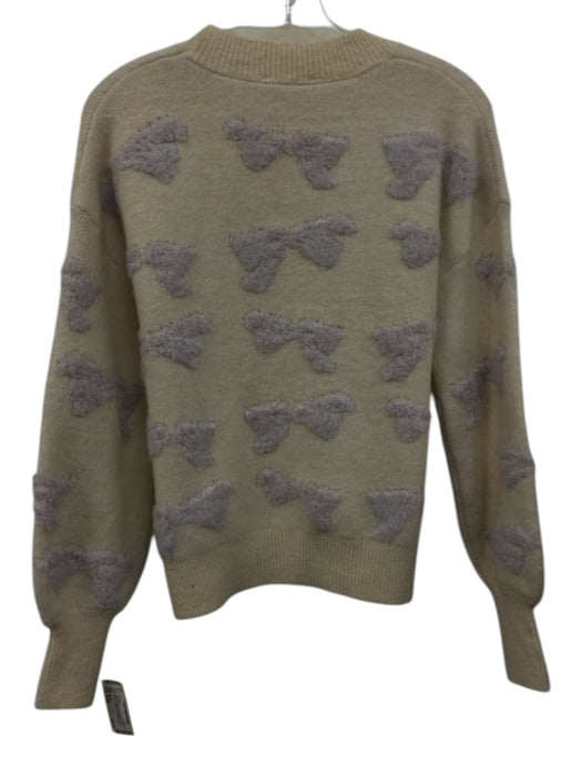 Mystree Size Small Cream & Purple Acrylic Blend Long Sleeve Button Front Sweater Cream & Purple / Small