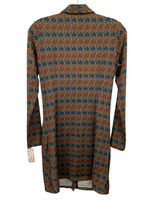 Flora Bea Size Small Green, Red, Orange, & White Long Sleeve Button Front Dress Green, Red, Orange, & White / Small