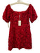 Flora Bea Size Small Red Short Puff Sleeve Floral Dress Red / Small