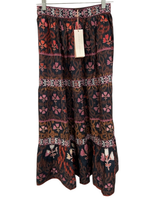 Azure & Indigo Size Small Red, Pink, Black Cotton Elastic Waist Floral Skirt Red, Pink, Black / Small