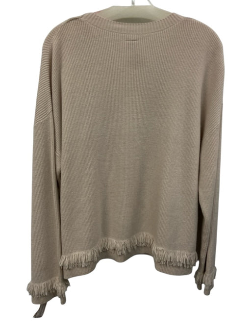 Brax Size Est Small Beige Viscose Blend Long Sleeve Fringe Knit Ribbed Sweater Beige / Est Small