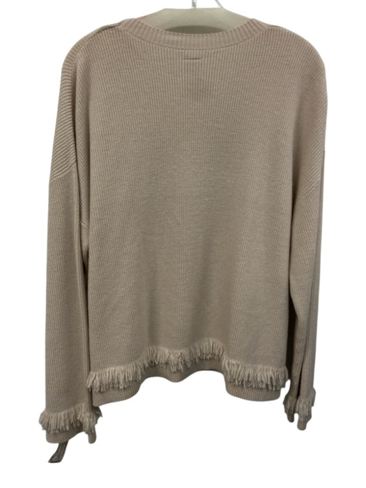 Brax Size Est Small Beige Viscose Blend Long Sleeve Fringe Knit Ribbed Sweater Beige / Est Small