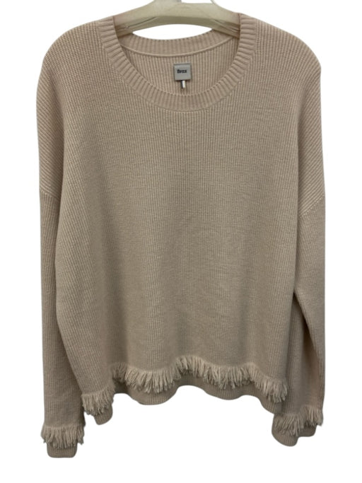 Brax Size Est Small Beige Viscose Blend Long Sleeve Fringe Knit Ribbed Sweater Beige / Est Small