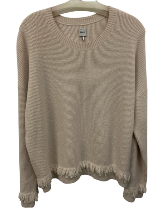 Brax Size Est Small Beige Viscose Blend Long Sleeve Fringe Knit Ribbed Sweater Beige / Est Small