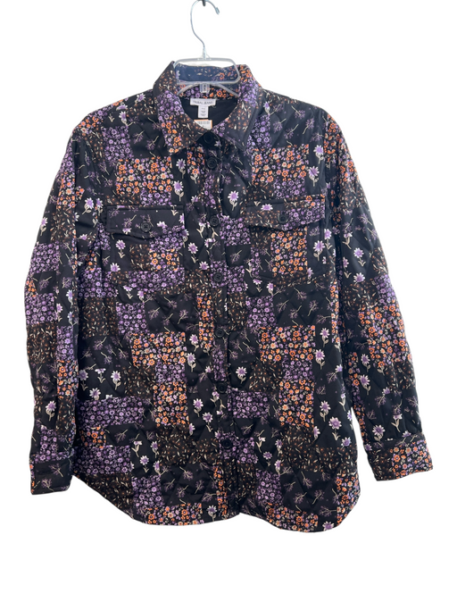 Tribal Jeans Size S Black & Multi Polyester Collared Button Down Quilted Jacket Black & Multi / S
