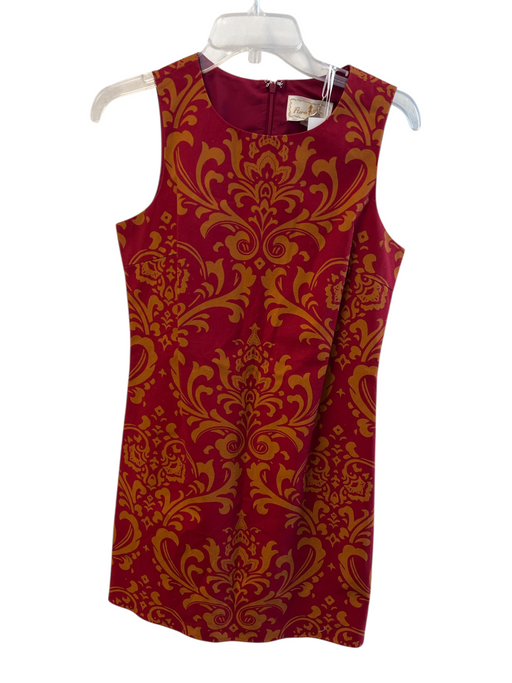 Flora Bea Size S Red Cotton Canvas Round Neck Sleeveless Back Zip Dress Red / S