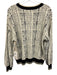 Kerisma Size S/M White & Black Nylon & Angora Geometric Print Fuzzy Sweater White & Black / S/M