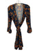 Flora Bea Size S Navy Blue, Red & Multi Floral Long Sleeve Wrap Ruffle Dress Navy Blue, Red & Multi / S