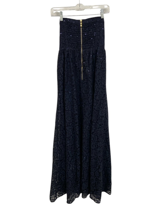 Flora Bea Size S Navy Blue Lace Sequin Strapless Detachable Straps boning Gown Navy Blue / S