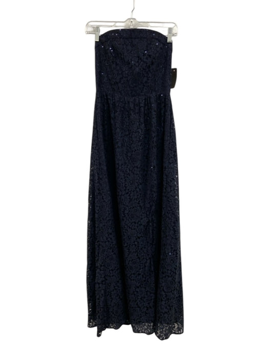 Flora Bea Size S Navy Blue Lace Sequin Strapless Detachable Straps boning Gown Navy Blue / S