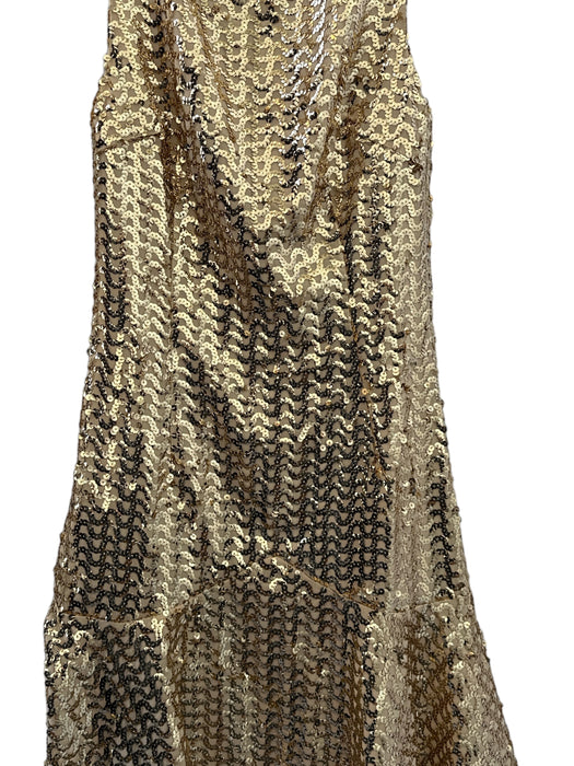 Julie Brown Size 2 Gold Sequin Drop Waist Sleeveless Dress Gold / 2