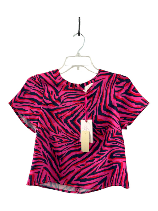 Julie Brown Size 2 Pink & Navy Short Sleeve Zebra Print Top Pink & Navy / 2