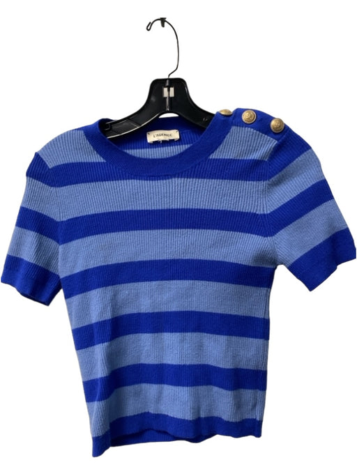L'agence Size Est S Blue & Dark Blue Missing Fabric Tag Short Sleeve Striped Top Blue & Dark Blue / Est S