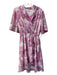 BTFL-life Size Est S White & Pink Missing Fabric Tag V Neck Half Sleeve Dress White & Pink / Est S