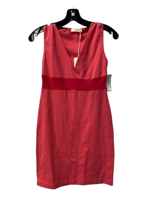 Stark X Size Est XS Red Missing Fabric Tag V Neck Sleeveless Ribbed Detail Dress Red / Est XS