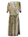 BTFL-life Size Est S Sage & Pink Polyamide Floral High SLit Half Sleeve Dress Sage & Pink / Est S