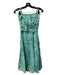 Lusana Size S Teal & Cream Rayon Paisley Sleeveless Back Tie Stretch Skirt Set Teal & Cream / S