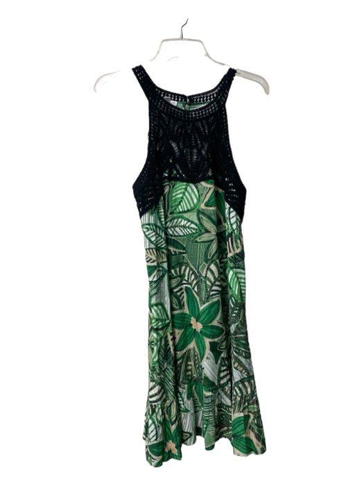 Tribal Jeans Size Small Green White & Black Rayon Round Neck Sleeveless Dress Green White & Black / Small