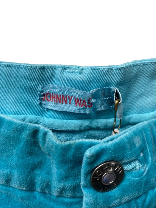 Johnny Was Size S Teal Cotton Blend Velveteen Stretch Zip Fly Straight Leg Pants Teal / S