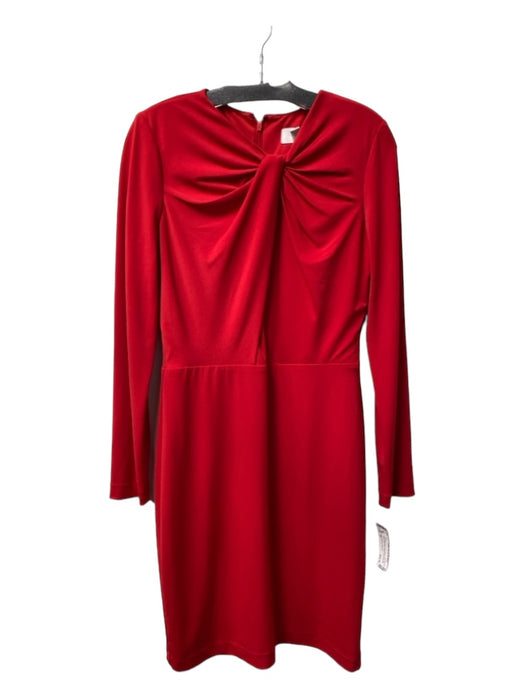 Belle Badgley Mischka Size 10 Red Polyester Long Sleeve Back Zip Dress Red / 10