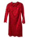 Ted Baker Size 0 Red Cotton Blend Collared Lace Overlay Long Lace Sleeve Dress Red / 0