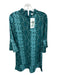 Tyler Boe Size S Teal & Aqua Long Sleeve Snake Print Back Zip Dress Teal & Aqua / S