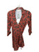 Julie Brown Size S Orange & Green Polyester Long Sleeve Flowers Wrap Dress Orange & Green / S