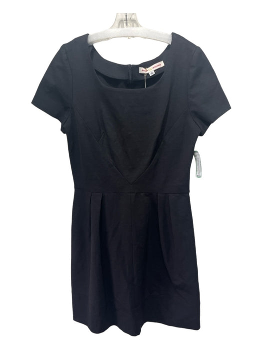 Amanda Uprichard Size 16 Black Rayon Dart & Dash Short Cap Sleeve Back Zip Dress Black / 16