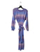 FRNCH Size M Purple & Blue Acrylic Blend Round Neck Long Sleeve Belted Dress Purple & Blue / M