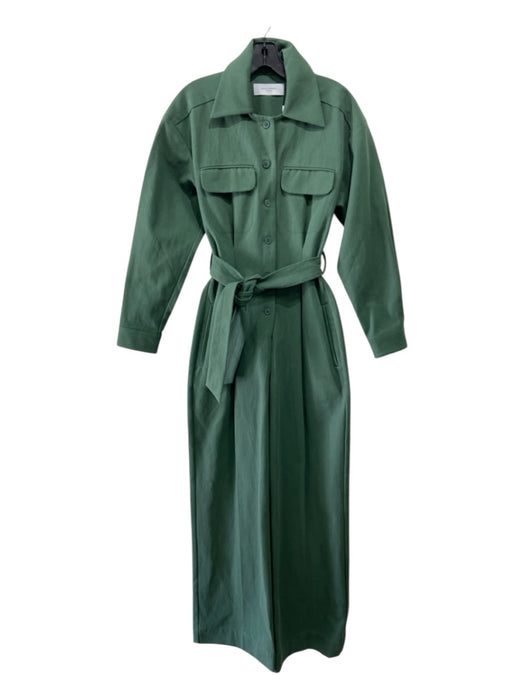 Equipment Size S Slate Green Cotton Denim Collar Belted Breast Pocket Jumpsuit Slate Green / S