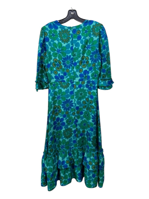 Flora Bea Size S Blue & Green Missing Material Tag Floral Middle Braid Dress Blue & Green / S