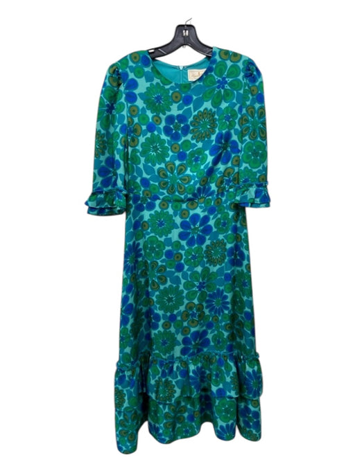 Flora Bea Size S Blue & Green Missing Material Tag Floral Middle Braid Dress Blue & Green / S