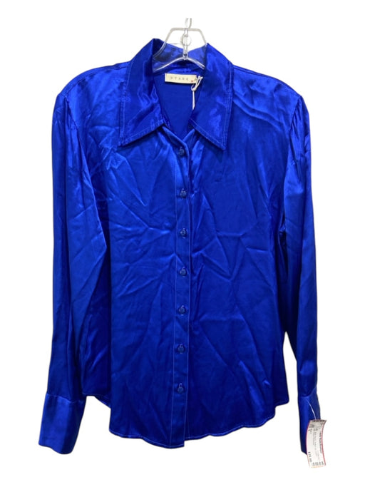 Stark X Size S Blue Rayon Button Up Collar Long Sleeve Top Blue / S