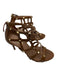 Valentino Shoe Size 39 Brown & Gold Leather Rockstud Open Toe Gladiator Pumps Brown & Gold / 39