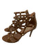 Valentino Shoe Size 39 Brown & Gold Leather Rockstud Open Toe Gladiator Pumps Brown & Gold / 39