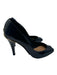 Chanel Shoe Size 38.5 navy & gold Patent Peep Toe Closed Heel Metal Accent Pumps navy & gold / 38.5