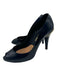 Chanel Shoe Size 38.5 navy & gold Patent Peep Toe Closed Heel Metal Accent Pumps navy & gold / 38.5