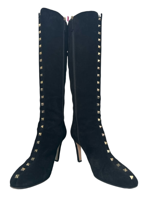 Valentino Shoe Size 39 Black & Gold Suede Knee High Rockstud Skinny Heel Boots Black & Gold / 39