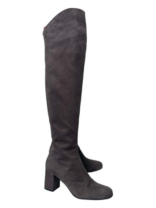 Saint Laurent Shoe Size 39 Gray Suede Knee High Inner Side Zip Round Toe Boots Gray / 39