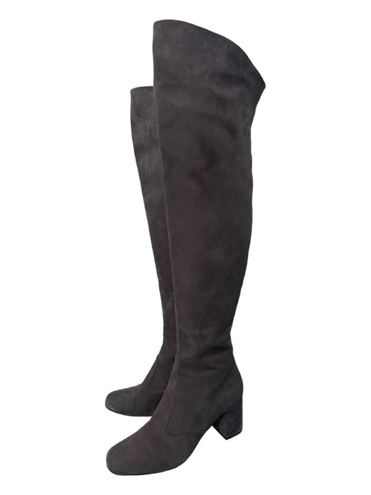 Saint Laurent Shoe Size 39 Gray Suede Knee High Inner Side Zip Round Toe Boots Gray / 39