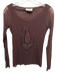 Fuzzi Size M Brown Polyamide Mesh Sequined Long Sleeve U Neck Top Brown / M
