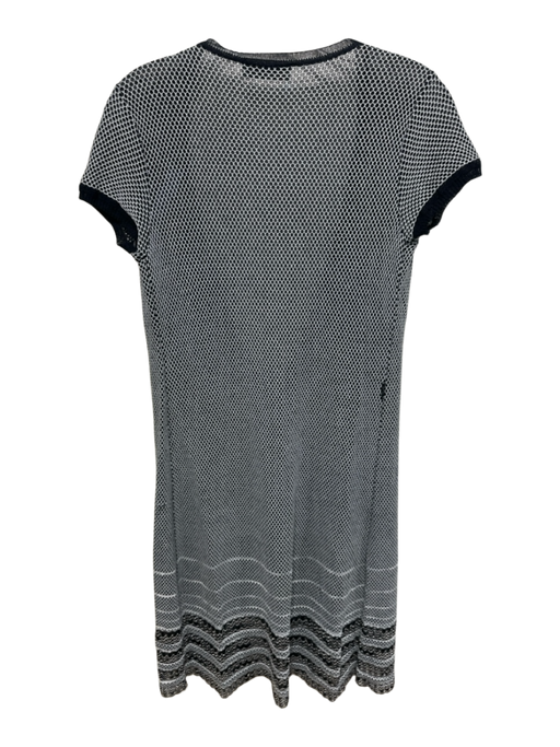 Missoni Size 8 Black & White Viscose Blend Knit Cap Sleeve Wrap Dress Black & White / 8