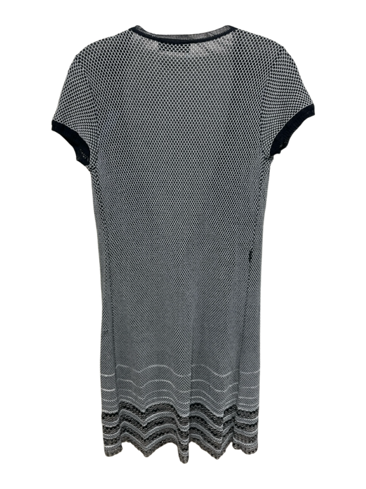 Missoni Size 8 Black & White Viscose Blend Knit Cap Sleeve Wrap Dress Black & White / 8