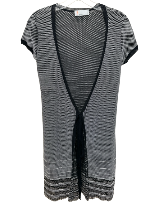 Missoni Size 8 Black & White Viscose Blend Knit Cap Sleeve Wrap Dress Black & White / 8