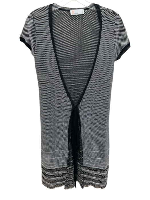 Missoni Size 8 Black & White Viscose Blend Knit Cap Sleeve Wrap Dress Black & White / 8