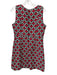 Milly Size 8 Red, White & Black Poly Blend V Neck Zip Back Textured Dress Red, White & Black / 8