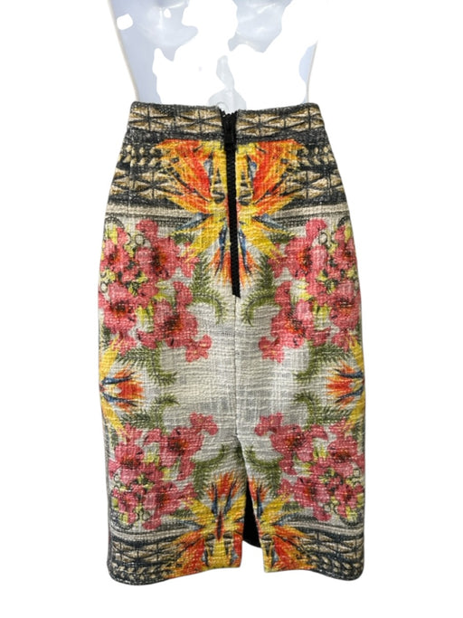 Givenchy Size 40 Multi Cotton Tweed Floral Zip Back Below knee Skirt Multi / 40