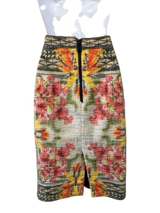 Givenchy Size 40 Multi Cotton Tweed Floral Zip Back Below knee Skirt Multi / 40