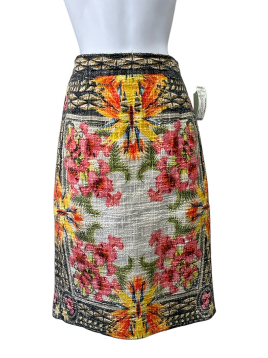 Givenchy Size 40 Multi Cotton Tweed Floral Zip Back Below knee Skirt Multi / 40