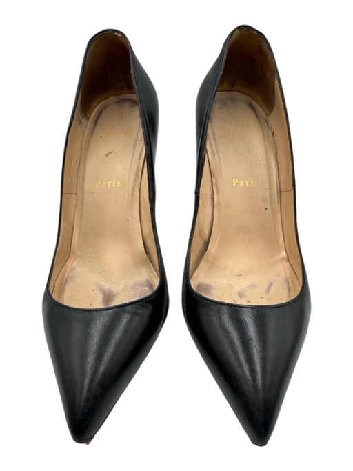 Christian Louboutin Shoe Size 39 Black Leather Pointed Toe Stiletto Pumps Black / 39